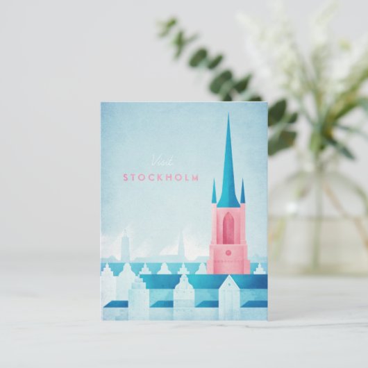 Stockholm Vintage Travel Poster - Art Briefkaart (Staand voorkant)