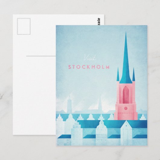 Stockholm Vintage Travel Poster - Art Briefkaart (Voorkant / Achterkant)