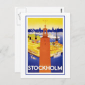 "Stockholm" Vintage Travel Poster Briefkaart (Voorkant / Achterkant)