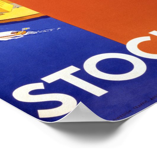 Stockholm Vintage Travel Poster gerestaureerd (Hoek)