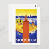 Stockholm Vintage Travel Poster gerestaureerd Briefkaart (Voorkant / Achterkant)