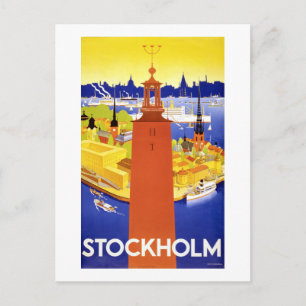 Stockholm Vintage Travel Poster gerestaureerd Briefkaart