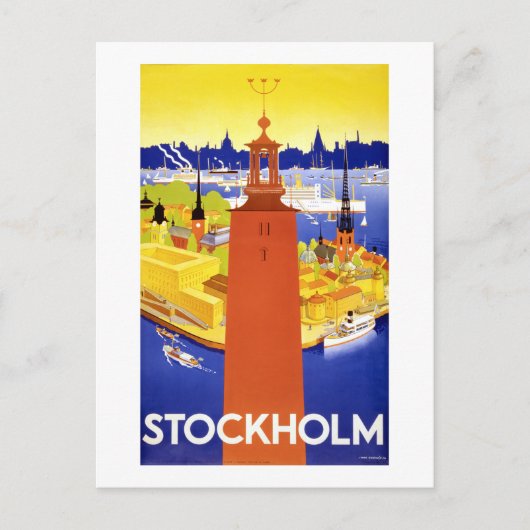 Stockholm Vintage Travel Poster gerestaureerd Briefkaart (Voorkant)