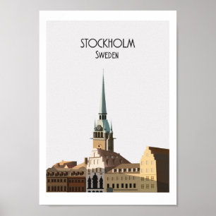 Stockholm Vintage Travel Poster Verbeterde mat