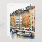 Stockholm waterverf kunst briefkaart (Voorkant / Achterkant)