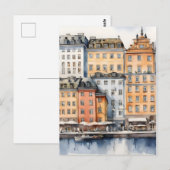 Stockholm waterverf kunst briefkaart (Voorkant / Achterkant)