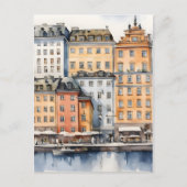 Stockholm waterverf kunst briefkaart (Voorkant)