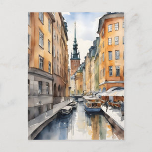 Stockholm waterverf kunst briefkaart