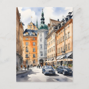 Stockholm waterverf kunst briefkaart