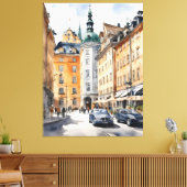 Stockholm waterverf kunst canvas afdruk (Insitu (Woonkamer))