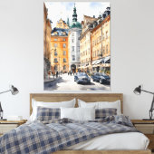 Stockholm waterverf kunst canvas afdruk (Insitu (Slaapkamer))