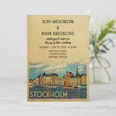 Stockholm Wedding Invitation Zweden Kaart (Staand voorkant)