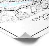 Stockholm White Map - Black and White Home Decor Poster (Hoek)