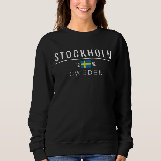 Stockholm Zweden 1252 White Text Sweatshirt (Voorkant)