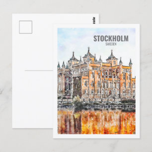 Stockholm Zweden Beroemde Reisplaats Waterverf Briefkaart