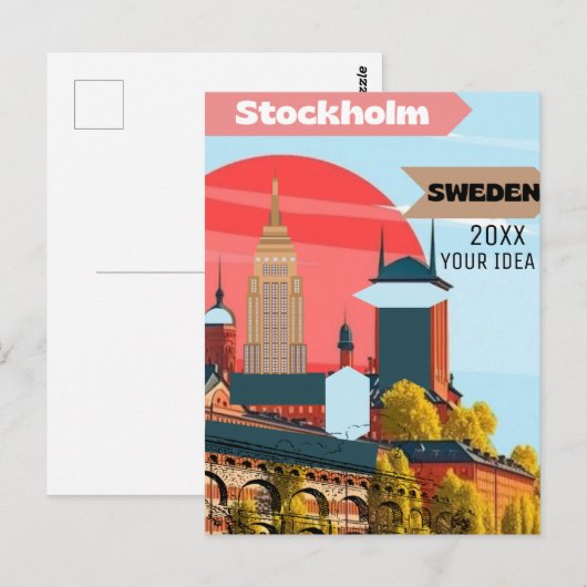 Stockholm Zweden Briefkaart Art, Stockholm Briefka (Voorkant / Achterkant)