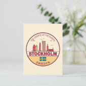 Stockholm Zweden City Skyline Emblem Briefkaart (Staand voorkant)