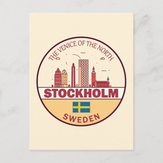 Stockholm Zweden City Skyline Emblem Briefkaart (Voorkant)