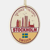 Stockholm Zweden City Skyline Emblem Keramisch Ornament (Rechts)