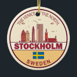 Stockholm Zweden City Skyline Emblem Keramisch Ornament<br><div class="desc">Het minimalistische,  kleurrijke kunstontwerp van Stockholm met monumenten en landmerken van de stad in Zweden.</div>