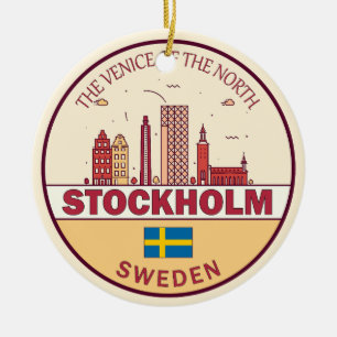 Stockholm Zweden City Skyline Emblem Keramisch Ornament