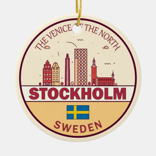Stockholm Zweden City Skyline Emblem Keramisch Ornament (Voorkant)