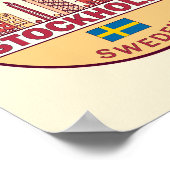 Stockholm Zweden City Skyline Emblem Poster (Hoek)