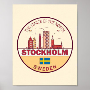 Stockholm Zweden City Skyline Emblem Poster