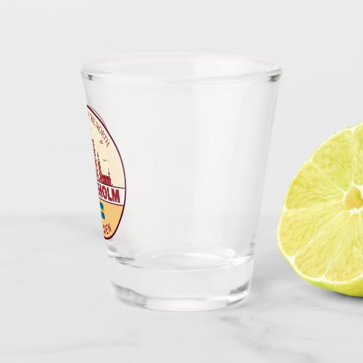 Stockholm Zweden City Skyline Emblem Shot Glas (Rechts)