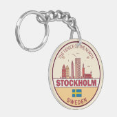 Stockholm Zweden City Skyline Emblem Sleutelhanger (Voorkant Links)
