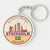 Stockholm Zweden City Skyline Emblem Sleutelhanger (Achterkant)