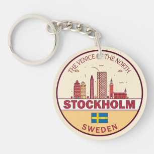 Stockholm Zweden City Skyline Emblem Sleutelhanger