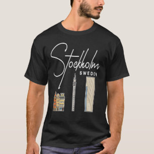Stockholm Zweden City Skyline Map Travel T-shirt