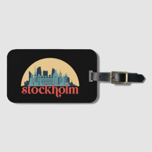 Stockholm Zweden City Skyline Retro Cityscape Art Bagagelabel