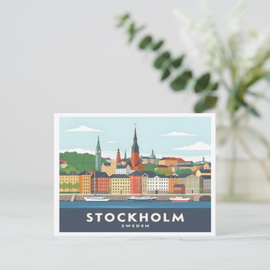 Stockholm Zweden Gamla Stan Pastel Reizen Briefkaart (Staand voorkant)