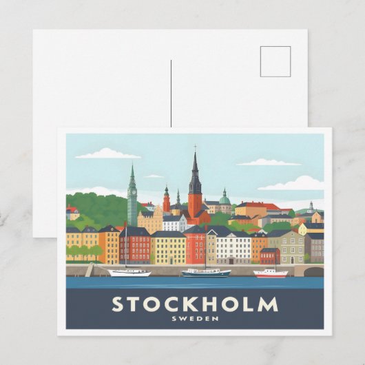 Stockholm Zweden Gamla Stan Pastel Reizen Briefkaart (Voorkant / Achterkant)