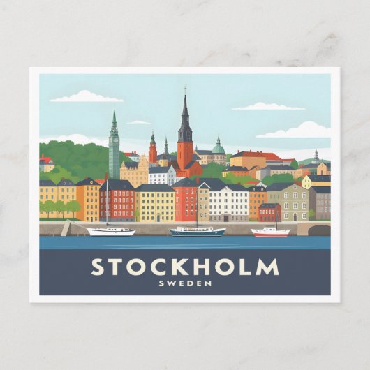 Stockholm Zweden Gamla Stan Pastel Reizen Briefkaart (Voorkant)