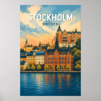 Stockholm Zweden Illustratie Reis Kunst Vintage