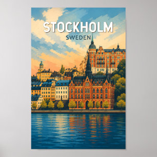 Stockholm Zweden Illustratie Reis Kunst Vintage Poster