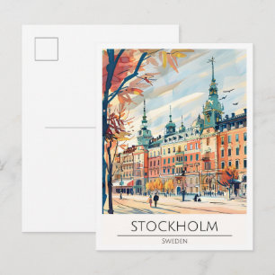Stockholm Zweden Kunst Illustratie Reizen Briefkaart