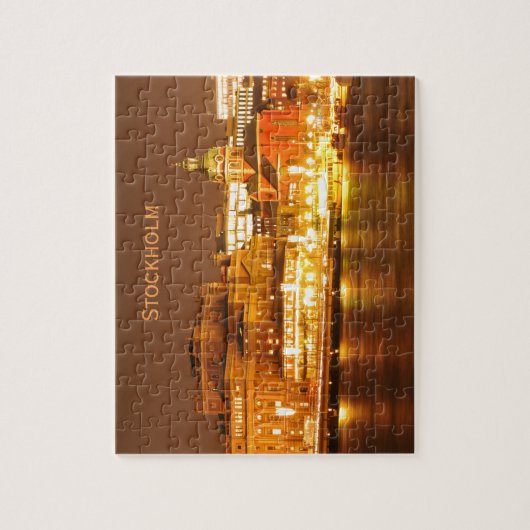 Stockholm, Zweden met Kerstmis 's nachts Legpuzzel (Verticaal)