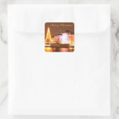 Stockholm, Zweden met Kerstmis 's nachts Vierkante Sticker (Tas)