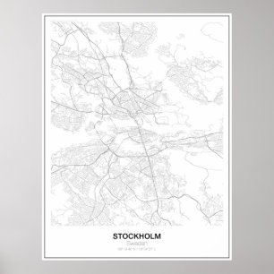 Stockholm, Zweden, poster van de minimalistische k