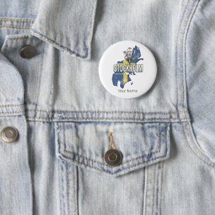 Stockholm Zweden Provincie Kaart Souvenir Ronde Button 5,7 Cm