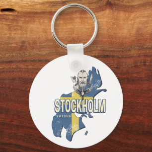 Stockholm Zweden Provincie Kaart  Souvenir Sleutelhanger