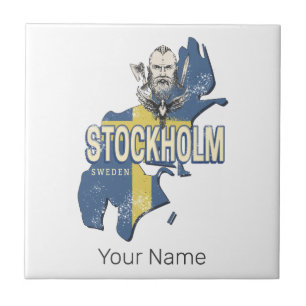 Stockholm Zweden Provincie Kaart  Souvenir Tegeltje