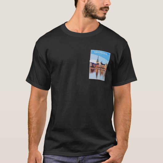 Stockholm Zweden Reisposter T-shirt (Voorkant)