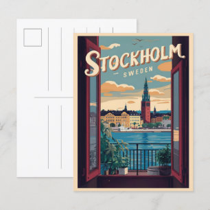 Stockholm Zweden Reizen  Balkon uitzicht Geschenke Briefkaart