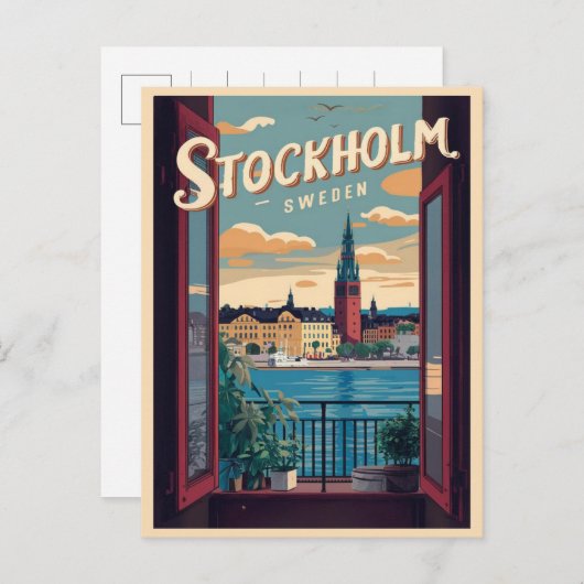 Stockholm Zweden Reizen  Balkon uitzicht Geschenke Briefkaart (Voorkant / Achterkant)