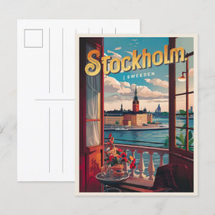 Stockholm Zweden Reizen  Balkon uitzicht Geschenke Briefkaart
